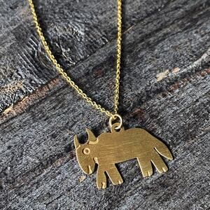 NEW Brushed Brass Buffalo Pendant Necklace
